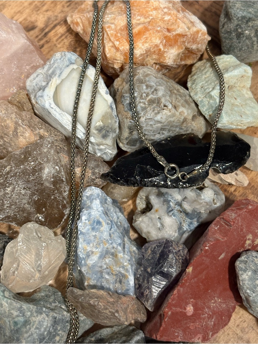 Sterling Silver Chain Necklace - Black/Silver